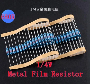(100vnt) 680R ohm 1/4W Metalo Kino Rezistorius 680R ohm 0.25 W 1% ROHS