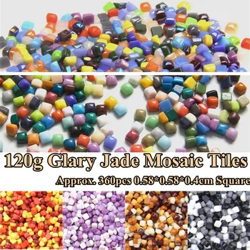 120g/4.23 oz(Vid. 360pcs) Glary Jade Mozaikos Plytelės 0.58*0.58*0.4 cm Square 