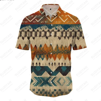 2023 Vyrų Aukštos kokybės Marškinėliai Vasarą Laisvi Marškinėliai Etninės Stiliaus Gentis 3D Spausdinimo Modelio Marškinėliai Mados Atsitiktinis trumparankoviai Marškinėliai