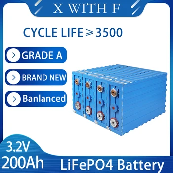 3.2 V 200Ah LiFePO4 Baterija Ląstelių Pack Įkrovimo Giliai Ciklo Ličio Jonų Saulės Energijos Banko 8Pcs 12V 24V Golfo Krepšelį RV Valtis