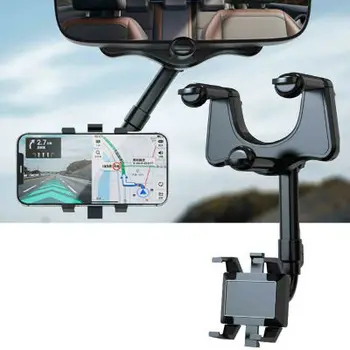360 galinio vaizdo Veidrodis, Telefono Laikiklis Automobilyje Mount Telefono ir GPS Laikiklis, Universalus Sukasi Reguliuojamas Teleskopinis Automobilinis Telefono Laikiklis