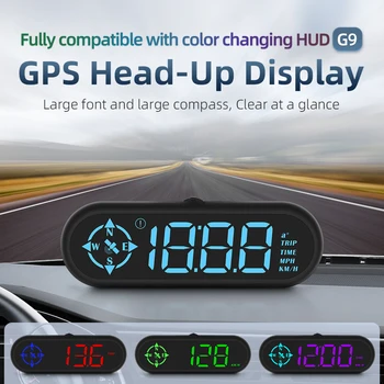 Automobilių Head Up Display G9 Hud Laikrodis, Kompasas, GPS Spidometras KMH MPH Testeris, Skaitmeninis Matuoklis borto Kompiuteris, Automobilių Priedai