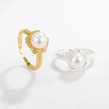 Baroko Natūralių Perlų Žiedai Moterų S925 Sterlingas Sidabro Piršto Žiedą Moterų Prabangūs Juvelyrikos Dizaino Mergina Dovanų Šalis Puotą