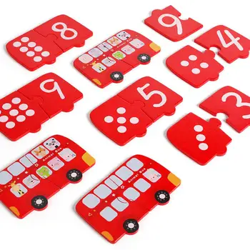 Dalelių Blokai Medinė Dėlionė Autobusų Skaitmeninis Atitikimo Matematikos Žaislai Vaikams, kurie mokosi Švietimo Intelektinės Plėtros