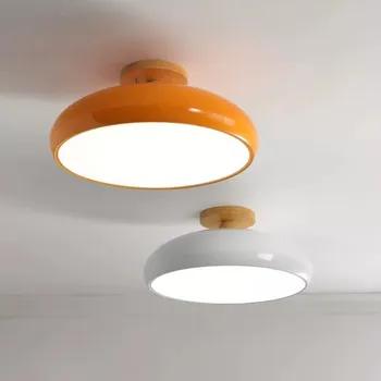 Derliaus LED Medinių Lubų Šviesos Šiaurės Oranžinė PVC Apvalus Šviestuvas, gyvenamojo Kambario, Miegamojo, Valgomojo, Koridoriaus Patalpų Dekoro Rungtynių