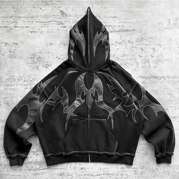 Estetinės drabužių thorn modelis užtrauktukas negabaritinių marškinėlius rudenį gotikos hoodie vyrų putų spausdinti hoodie striukė gatvės Y2K
