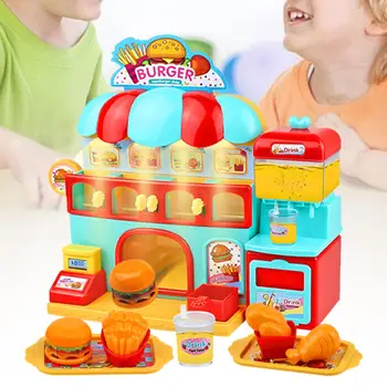 Fastfood Parduotuvė Žaislų Modeliavimas, Vaidmenų žaidimas Maisto Mėsainiai Mergaičių, Berniukai, Kids