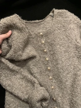 Gagaok 2023 m. Pavasarį Naujas Prabangus Mygtuką Prarasti Solid Džemperis Cardigan Moterų Universalus Slim Megztinius Marškinius, Chalatą Viršų