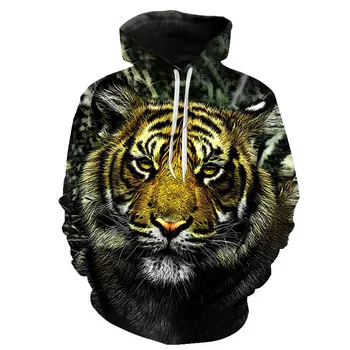 Gyvūnų Tigras Hoodies Vyrų Cool Marškinėlius 3D Spausdinimo Liūtas Grafinis Long Sleeve Black Hoodie Rudenį Streetwear Hip-Hop Vyrų Drabužiai.