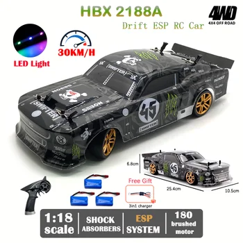HBX 2188A 1/18 4-ratų Pavara RC Automobilių Profesinio Suaugusiųjų Drift Modelio Automobilių greitojo Įkrovimo Vaikų Nuotolinio Valdymo GTR Racing Ca