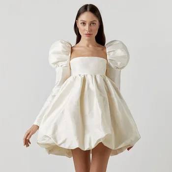 Iki 2023 M. Rudens/Žiemos Paryžiaus Stiliaus Suknelė Moterims Su Niša, Avikailio Rankovėmis Madingas Ir Elegantiškas High Waisted Vakaro Suknelės