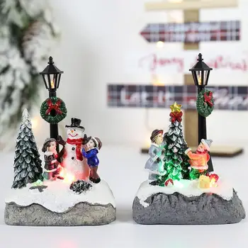 Kalėdų Žėrintis Kaime Dervos Ornamentu, Su Medžio Namų Statyba Rinkinys Vaikams Dovanų Kalėdų Žėrintis Nedidelio Namo Apdaila