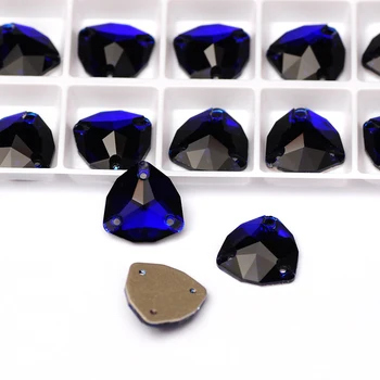 Kobalto Trilliant Siūti kalnų krištolas Flatback Stiklo Siuvimo Cirkonio Blizgučiai Masės Diamond Drabužių Siuvimo Amatai