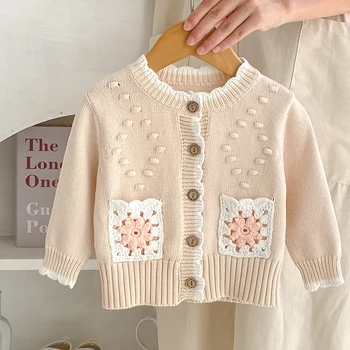 Korėjos Stiliaus Kūdikiui Baby Girl Mezgimo Megztinis Bamblys Kūdikių Mergaičių Megztinis Kailis Rudenį, Pavasarį Baby Girl Mezgimo Drabužiai