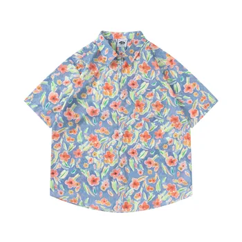 Marškinėliai vyriški Europos ir Amerikos Atsitiktinis Atspausdintas Trumpas Rankovėmis Marškinėliai Paplūdimys Havajų Marškinėliai trumpomis Rankovėmis Negabaritinių Marškinėliai 2023