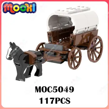 MOC5049 Vežimas Su Patalpų Blokai Karinių Arklio Transporto priemonės Transporto Modeliai Apdailos Asamblėjos Plytų Žaislai Vaikams