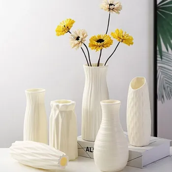 Modernus Gėlių Vaza Plastikinių Gėlių Puokštė Puodą Krepšelį Šiaurės Šalių Namų Kambarį Dekoro Ornamentą Vakarienės Stalo, Gėlių Išdėstymas