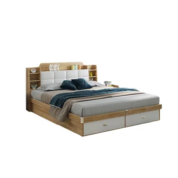 Modernus minimalistinis baldai, lova, mažas butas 1.5 / 1.8 metrų dvigulė lova su minkšta lova atgal