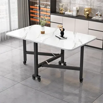 Paprasta namų valgomojo stalas, šiuolaikinės virtuvės, stačiakampio stalo su ratukais, mažas butas nuoma namas