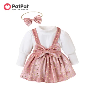 PatPat 2VNT Baby Girl Saldus Hyper-Lytėjimo Sluoksniuotos ilgomis Rankovėmis Suknelė Rinkinys