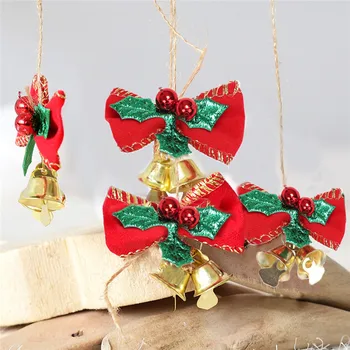 Priedai Lankai Kalėdų Eglutės Ornamentu Kalėdų Vakarėlį Dovana Mini Raudonos Spalvos Audinio, Medžio, Kabančių Papuošalų Su Žvangučiais Naujas