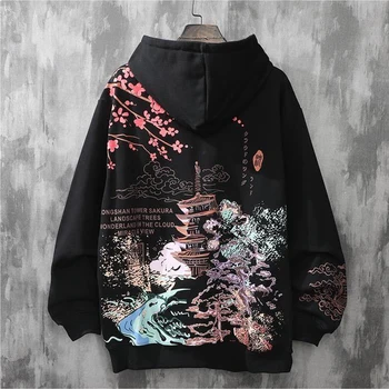 Rudenį, Žiemą spausdinti hoodie y2k drabužius harajuku Vyrų anime hip-hop japonijos streetwear Palaidinukė hoodies vyrai