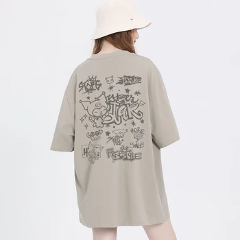 Sanrio Anime Kuromi Retro T-Shirt Kawaii Derliaus Tees Mergaitė Animaciją Prarasti Vasaros Trumpomis Rankovėmis T Shirts Pora Viršų Streetwear Dovana