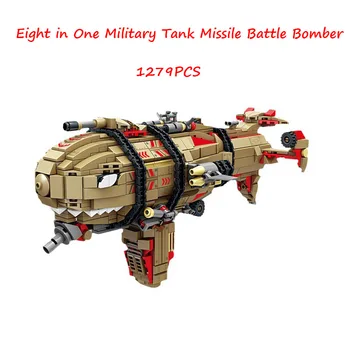 SS Naujų Kūrybinių 8-In-1 Karinis Tankas Raketų Atakas Laivų Statybos Blokuoti Modelis Mažų Dalelių Vaikų Plytų Žaislas Dovanos