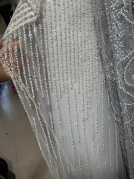 Sunkiųjų Medžiagų prancūzijos Nėrinių Audinys, 21H-72702 Išsiuvinėti Afrikos Kristalinis Deimantas su Blizgučiai ir Karoliukai Lady Suknelė Rodyti