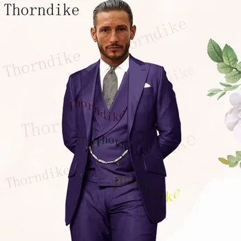 Thorndike Naujo Stiliaus Vestuvinė Suknelė 2023 Slim Fit Prabangūs Kostiumai Vyrams Homme Kostiumas Aukštos Kokybės Mados Vyras Švarkas Kelnės, Liemenė